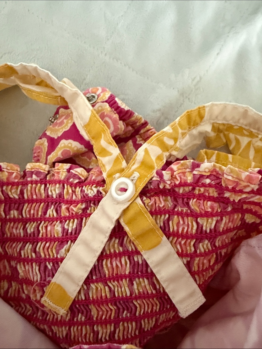 Girls Pink & Yellow Ruffle Summer Romper 12-18 months - Picture 8 of 11